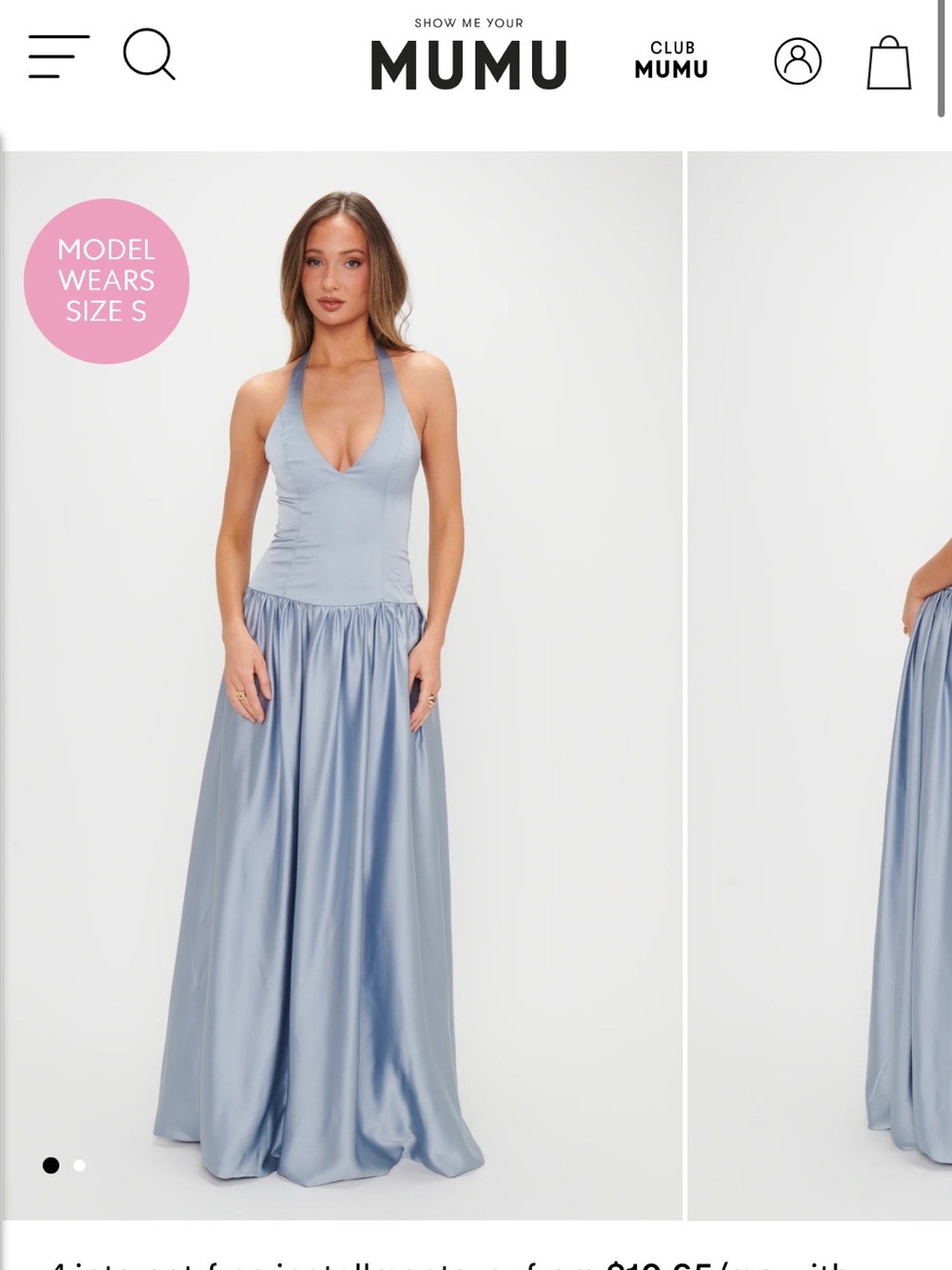 Show Me Your MuMu Dusty Blue Satin Halter Maxi Dress